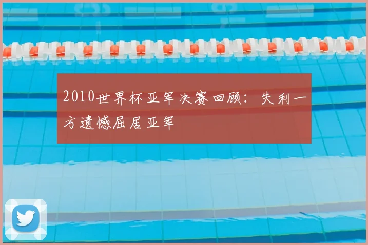 2010世界杯亚军决赛回顾：失利一方遗憾屈居亚军